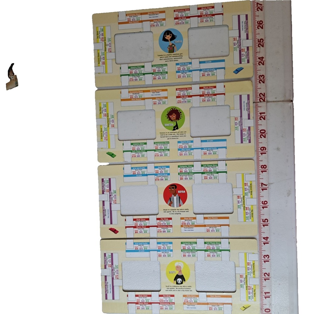 (4) Milton‎ Bradley 2005 MALL MADNESS Board Game REPLACEMENT PURCHASE CARDS
